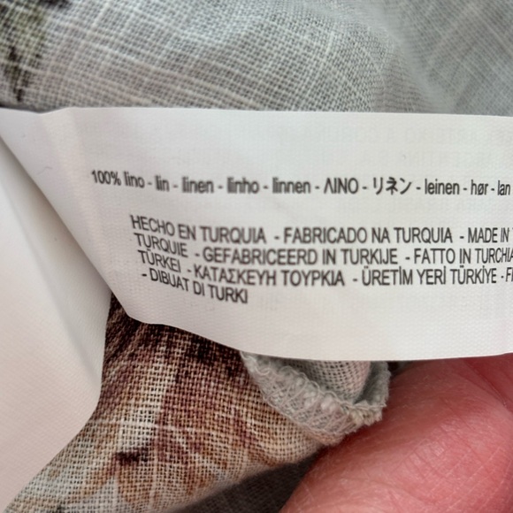 Zara 100% Linen Floral Peplum Wrap Top Sz S Tie Waist Flutter Flare Sleeves NWT| - Picture 8 of 13